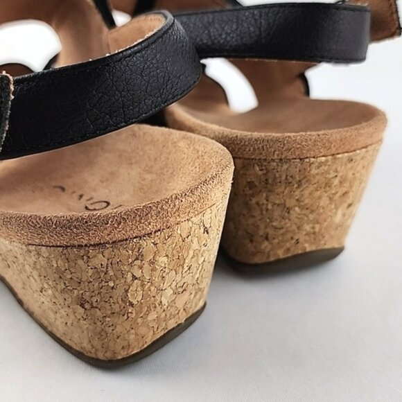 Vionic Marian Black Suede Slingback Strap Sandals Wedge Cork Soles Size 9 - Picture 15 of 16